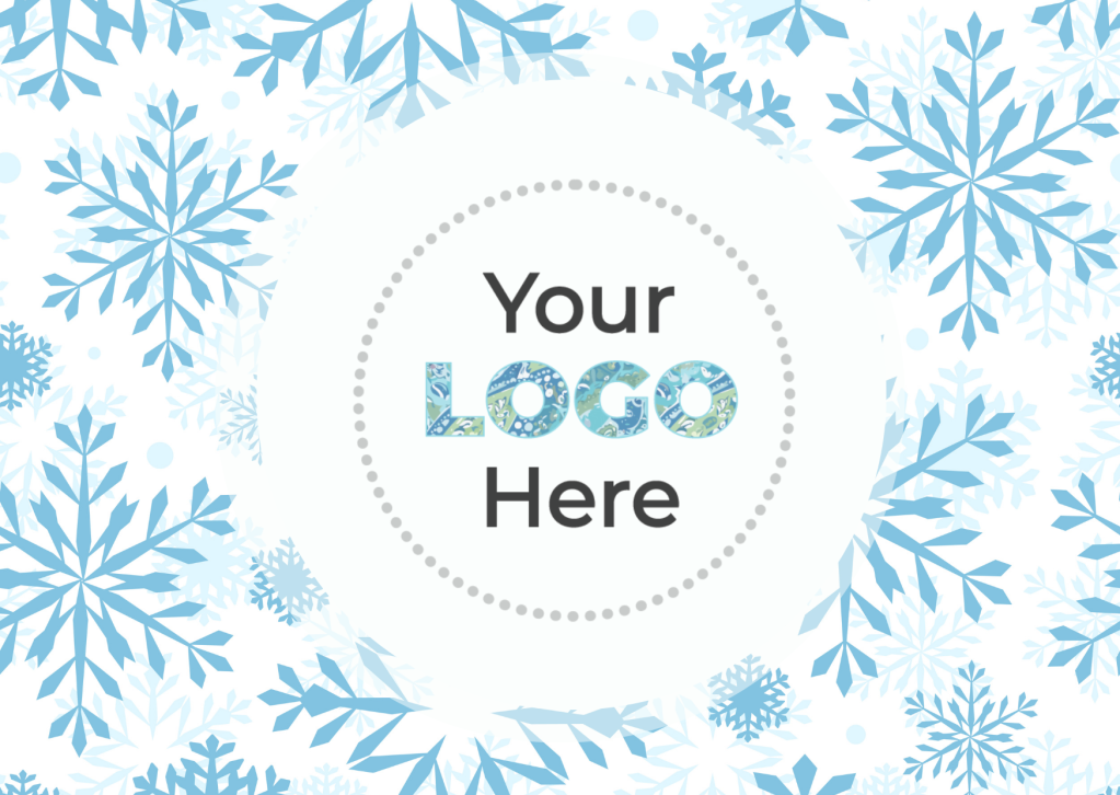 Snowflake card front created in Canva